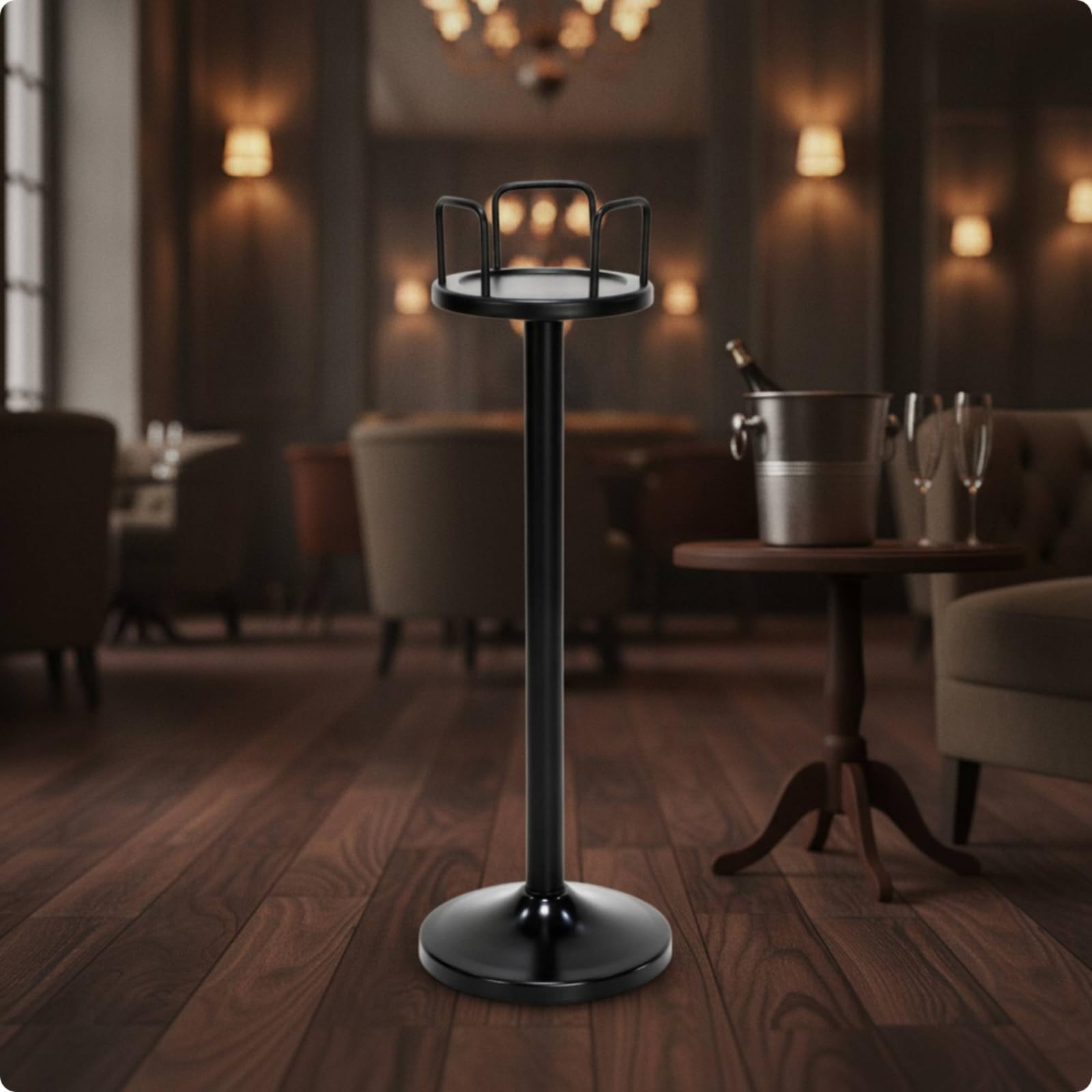 predolo Soporte Acero Inoxidable con Base Vertical Cubo Hielo con Soporte Estable Cubitera para Comedor , Plateado , Modelo Alto