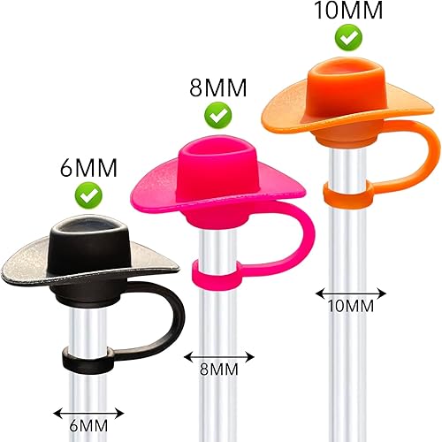 Miniatura 5 de 3 tapas de paja para copa Stanley, sombrero de vaquero de silicona para vaso Stanley de 30 y 40 onzas con asa, tapas de paja reutilizables a prueba