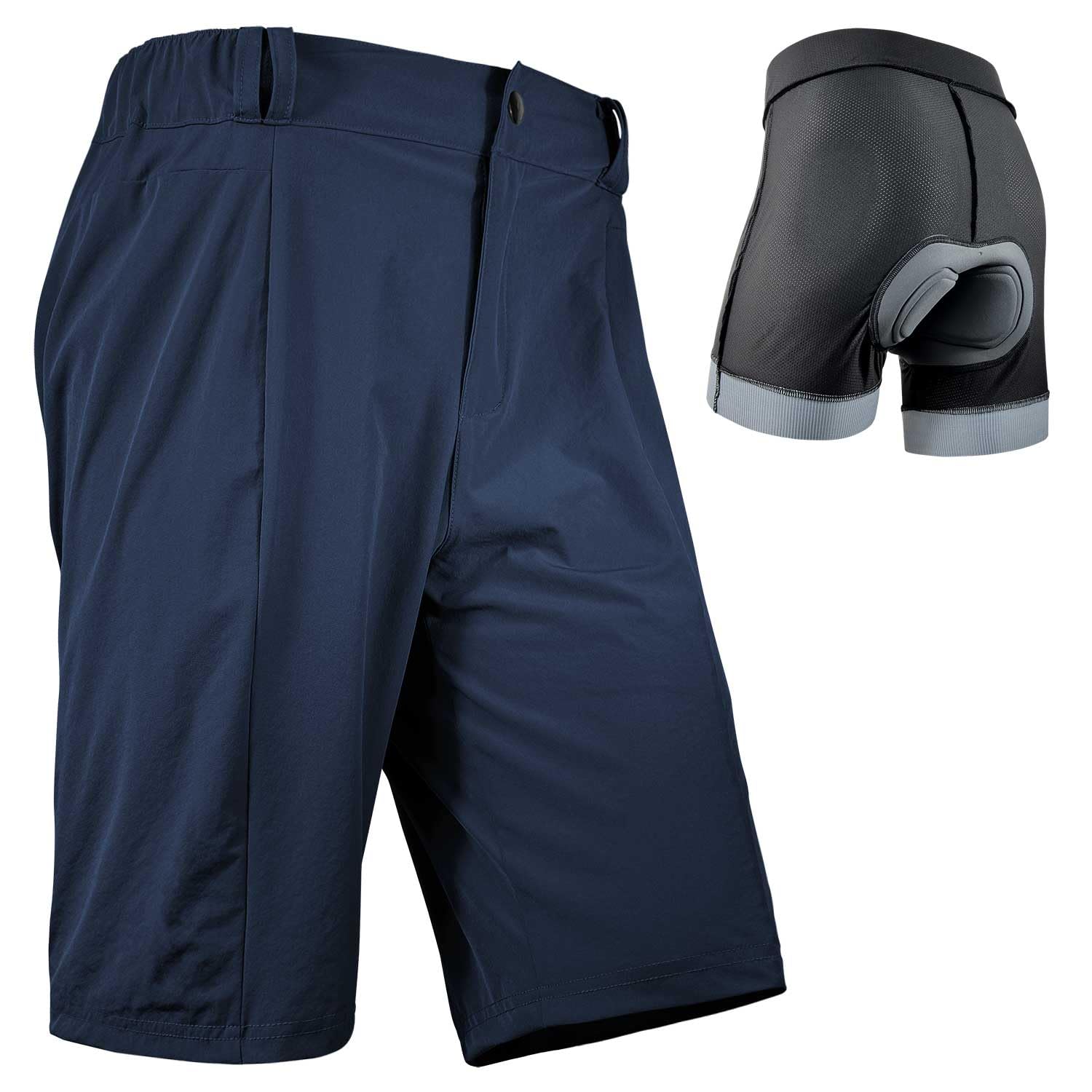 Wulibike Radhose Herren MTB Hose Kurz,Nur Größe M Taile 83cm Hüftumfang 105 cm,Schnelltrocknende Fahrradhose 2 in 1 Baggy Mountainbike Shorts für Männer mit Gepolstert 1 Reißverschlusstaschen