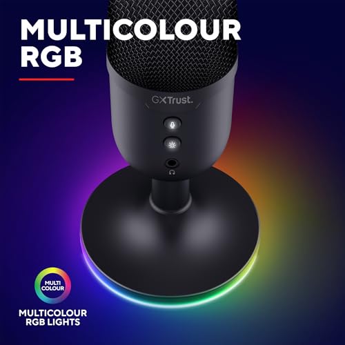 Trust Gaming GXT 236 Yami USB Condenser Streaming Microphone for Podcast, Twitch, Discord, ASMR, Youtube, Playstation 5, Gaming Mic with Cardioid Recording Pattern, Mute Button, RGB Light - Black - Image 6
