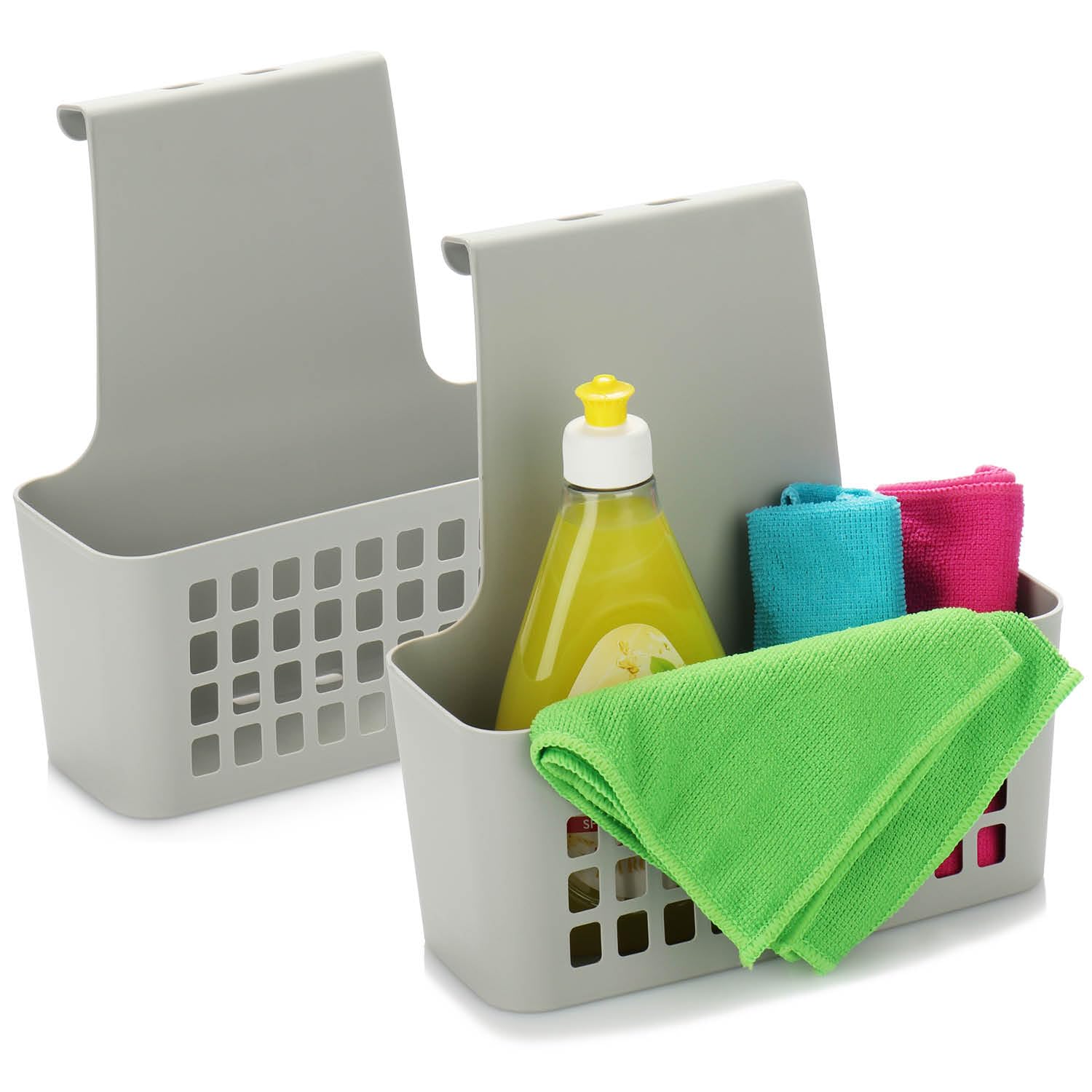 com-four® 2X Hängekorb, robuste Aufbewahrungsbox aus Kunststoff