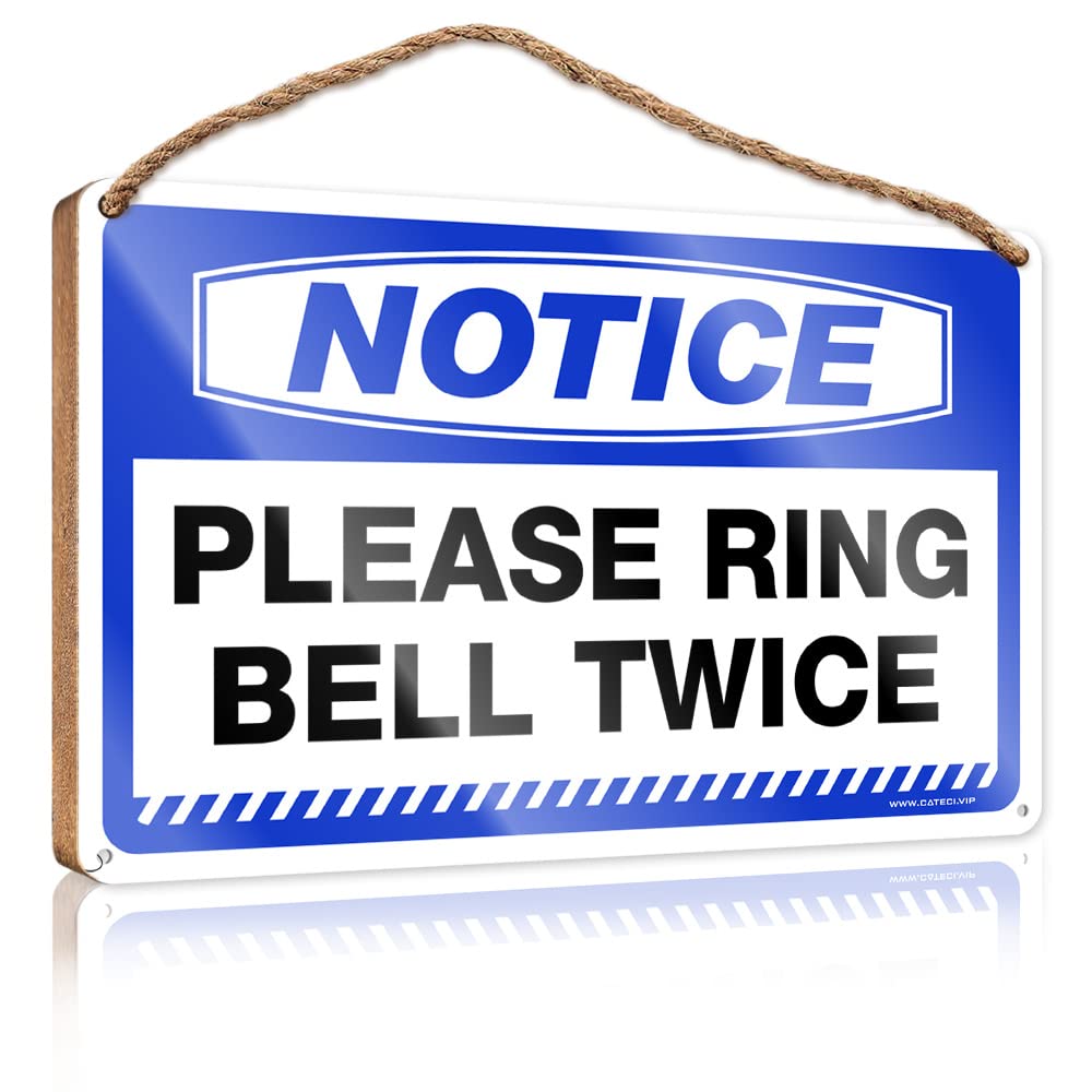 Dtha Men's One Color Wall Hanging Decor Notice Please Ring Bell Twice Wooden Sign Bathroom Wood Sign Hanging Wood Home Wall Sign