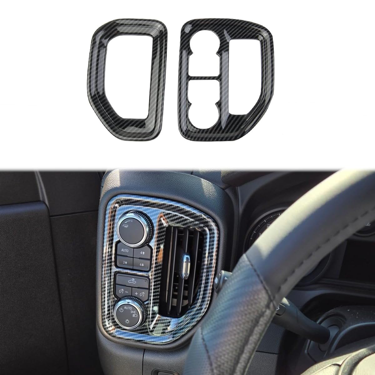 Fewshaw Carbon Fiber Dashboard Side Air Vent AC Outlet Cover Trim for 2019-2021 Chevy Silverado 1500/GMC Sierra 1500 for 2020-2023 Sierra/Silverado 2500 3500 HD