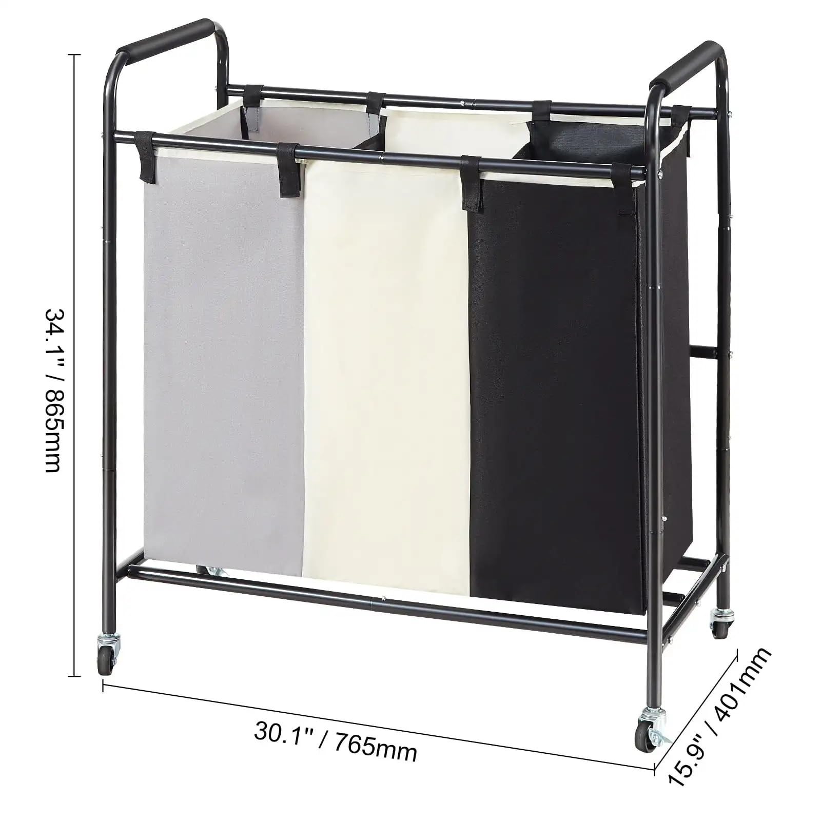 Cesto della biancheria Carrello for lo smistamento della biancheria con tessuto Oxford staccabile