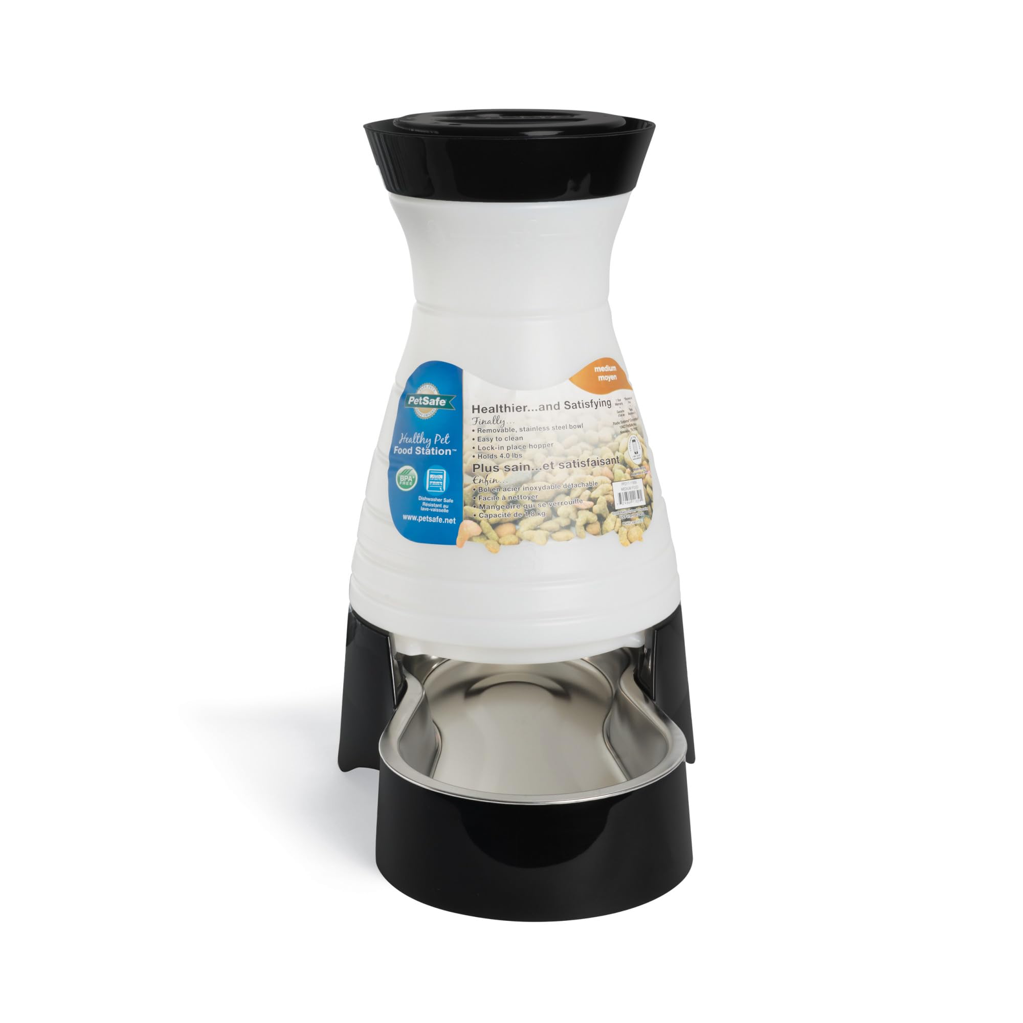 Healthy Pet Food Station, 4 lb Gravity Feeder, Cats & Dogs, Medium | Dry Food Dispenser,…