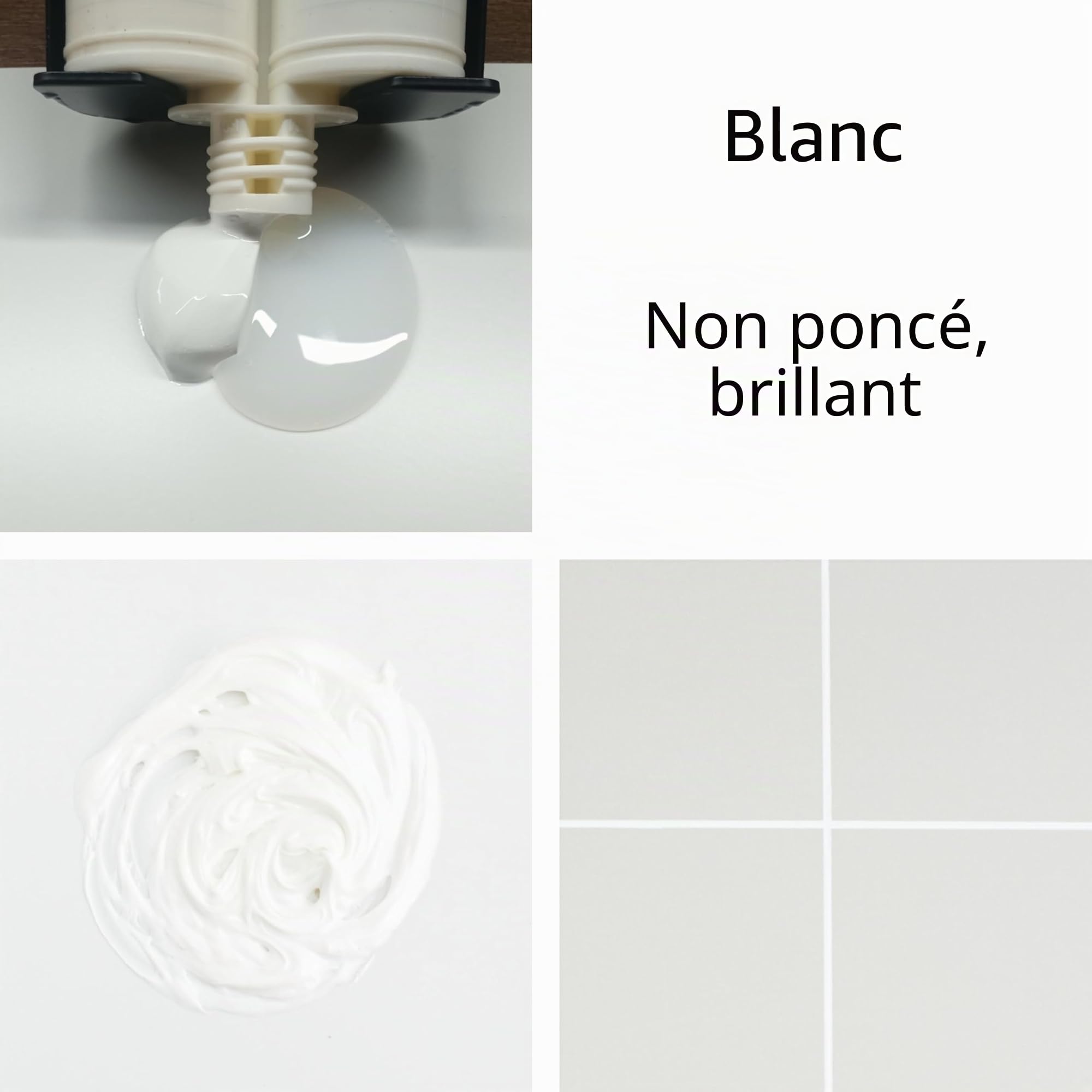 Liqueur époxy pour carreaux, résistant à l'eau, aux taches, aux moisissures, aux fissures et aux produits chimiques, prêt à utiliser, facile à appliquer (Blanc, Non Sablé, Brillant, avec TK1N)