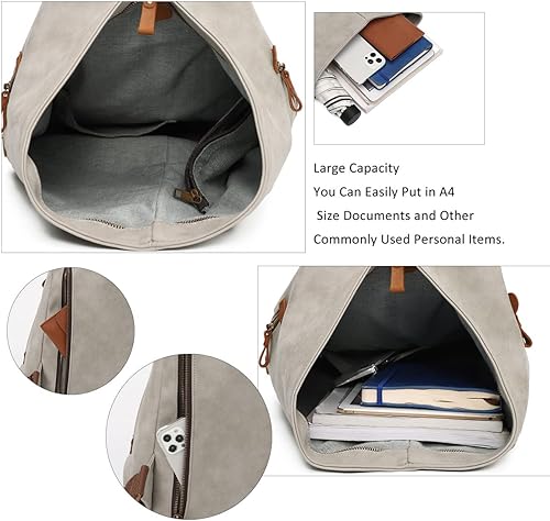 Miniatura 4 de KL928 Mochila vintage de lona  Mochila grande informal para viajes al aire libre, mochila de senderismo para hombres y mujeres, gris