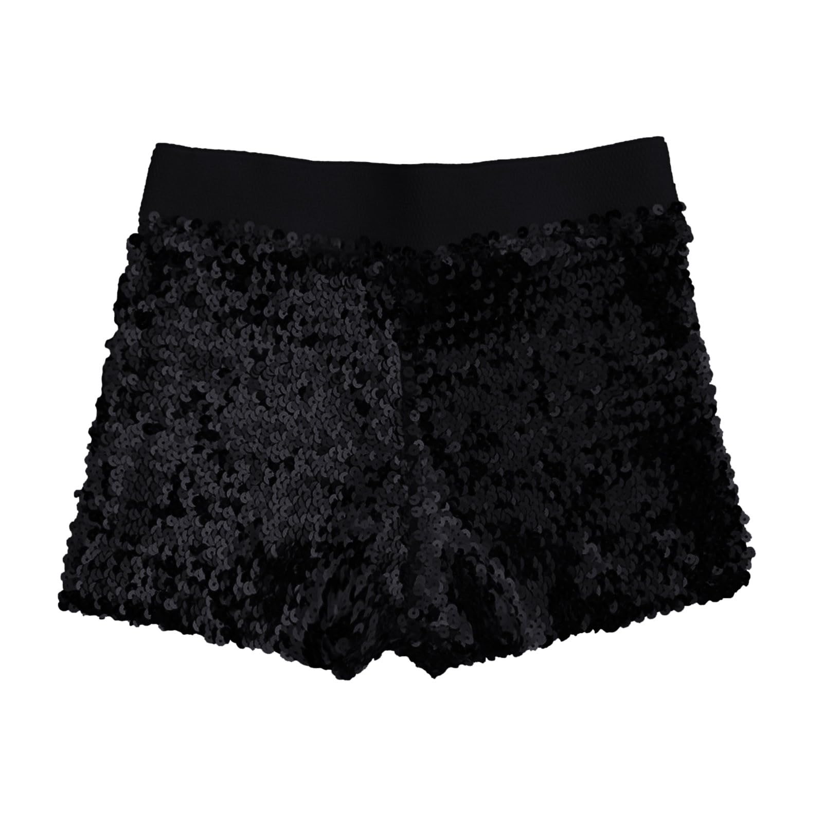Generisch Pantalones cortos de lentejuelas brillantes para mujer, elásticos, para bailar, jazz, fiestas, elegantes y brillantes