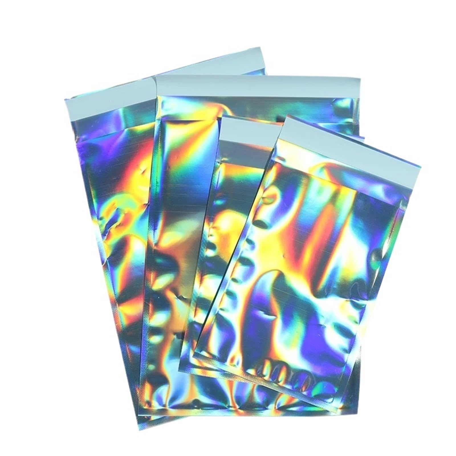 300PCS Laser Selbstdichtende Kunststoff Umschläge Mailing Lagerung Taschen Holographische Schmuck Poly Klebstoff Kurier Verpackung für Lipgloss und Schmuck
