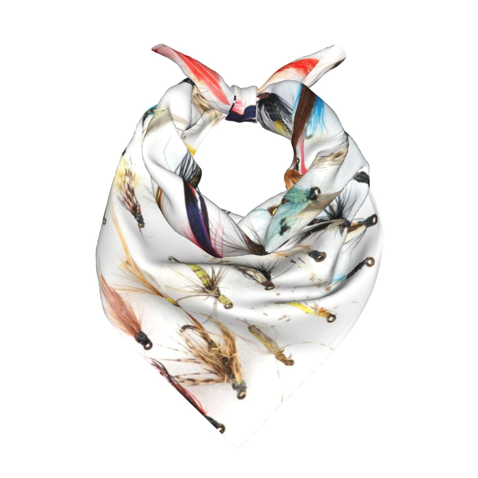Poadnly Unisex As Picture White Fish Selection Of Traditional Trout Fishing Flies,Bandana Scarf For Men And Women - Stylish & Versatile Bandanas For Neck And Head Wear