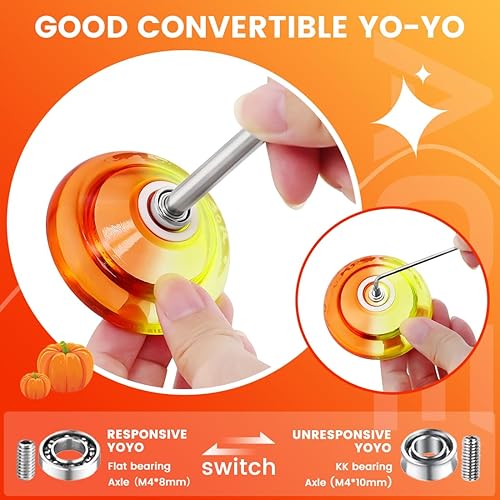 Miniatura 4 de 7YO AOE Responsive Yoyo - Yoyo profesional para niños principiantes, Yoyos de metal de aluminio con rodamiento cóncavo, kits de rodamientos, 10