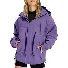 Lightweight Waterproof Jacket Womens, Casual Outdoor Raincoats with Hooded, Breathable Zip Up Softshell Jackets with Pockets, For Spring Fall Winter