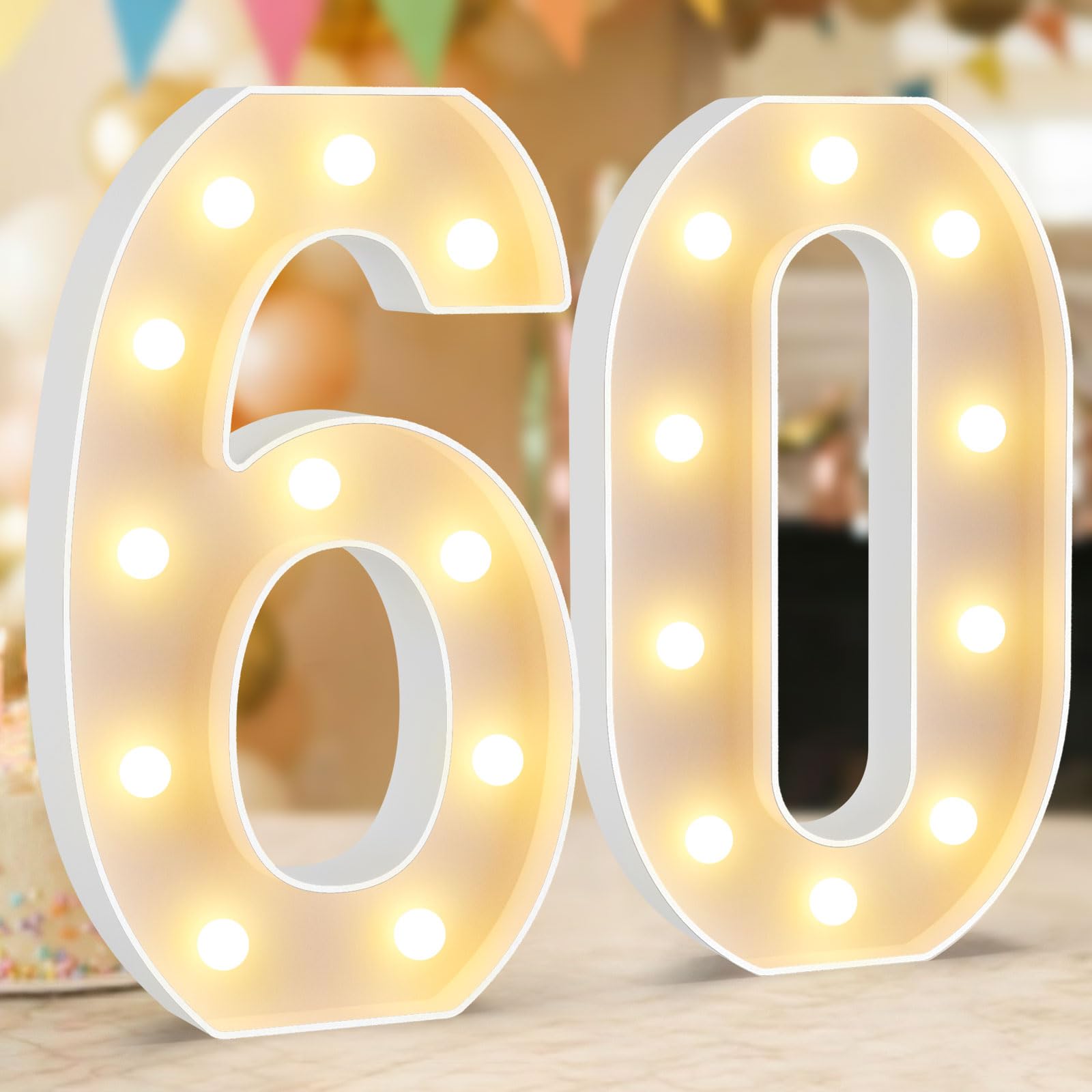 60th Birthday Decorations, Large 12.6 Inch Light Up Marquee Number 60