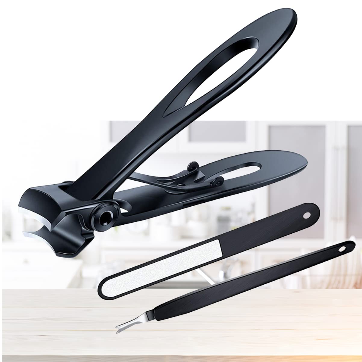 FRCOLOR Forbicine Per Unghie 6Pcs Unghia' unghia' unghia Larga in Acciaio Inox Professionale Mascella Modella Le Donne Uomo Nial Kitnero Nero E Apertura per Clipper Clipper