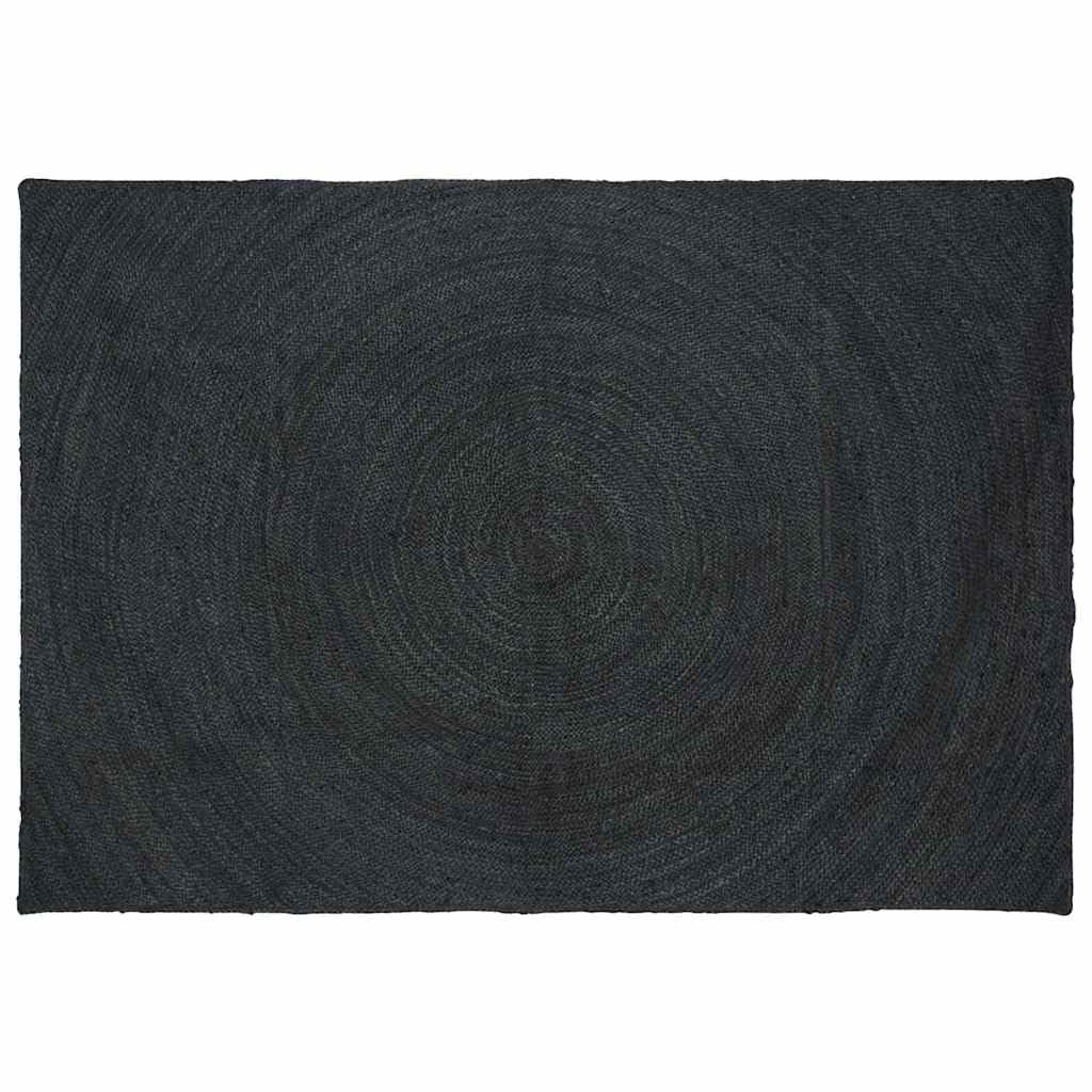 Tapis de Surface Gris foncé en Jute 200 x 290 cm Fait Main pour Salon Chambre Bureau Couloir intérieur, Texture Naturelle, déco Moderne, Usage Quotidien