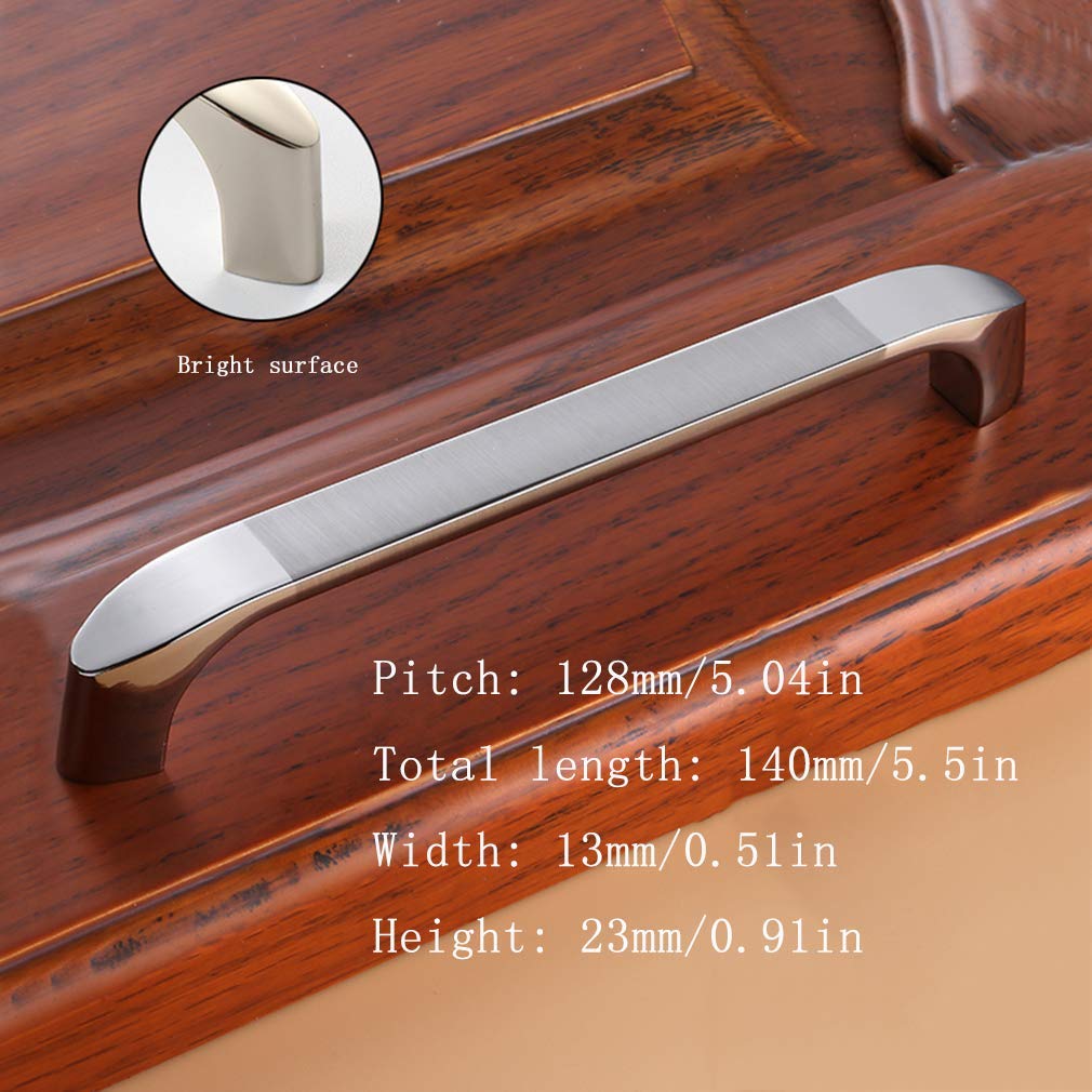 Möbelgriffe und -knöpfe, 10 Stück, Kleiderschranktürgriff, Schubladengriff, Küchenschranktürgriff, Türknöpfe, Hardware, gebürstet (Nickel, 96 mm) (weiß, 128 mm)