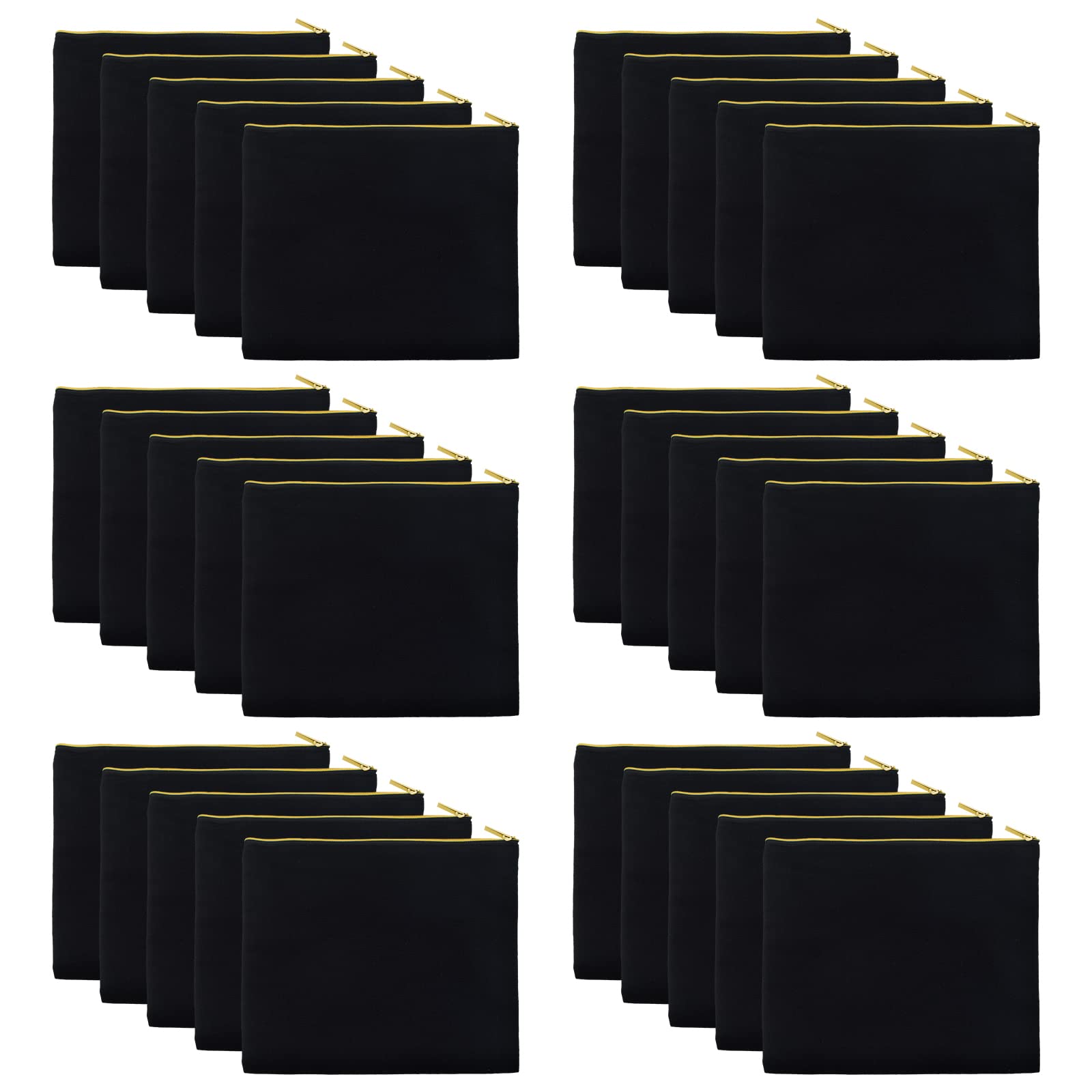 Aspire 30 Neceser Maquillaje Grande Bolso Mujer Negro Dorado Estuche Escolar con Cremallera Pintar Personalizado Lona de Algodón 24,5 x 20,5 cm
