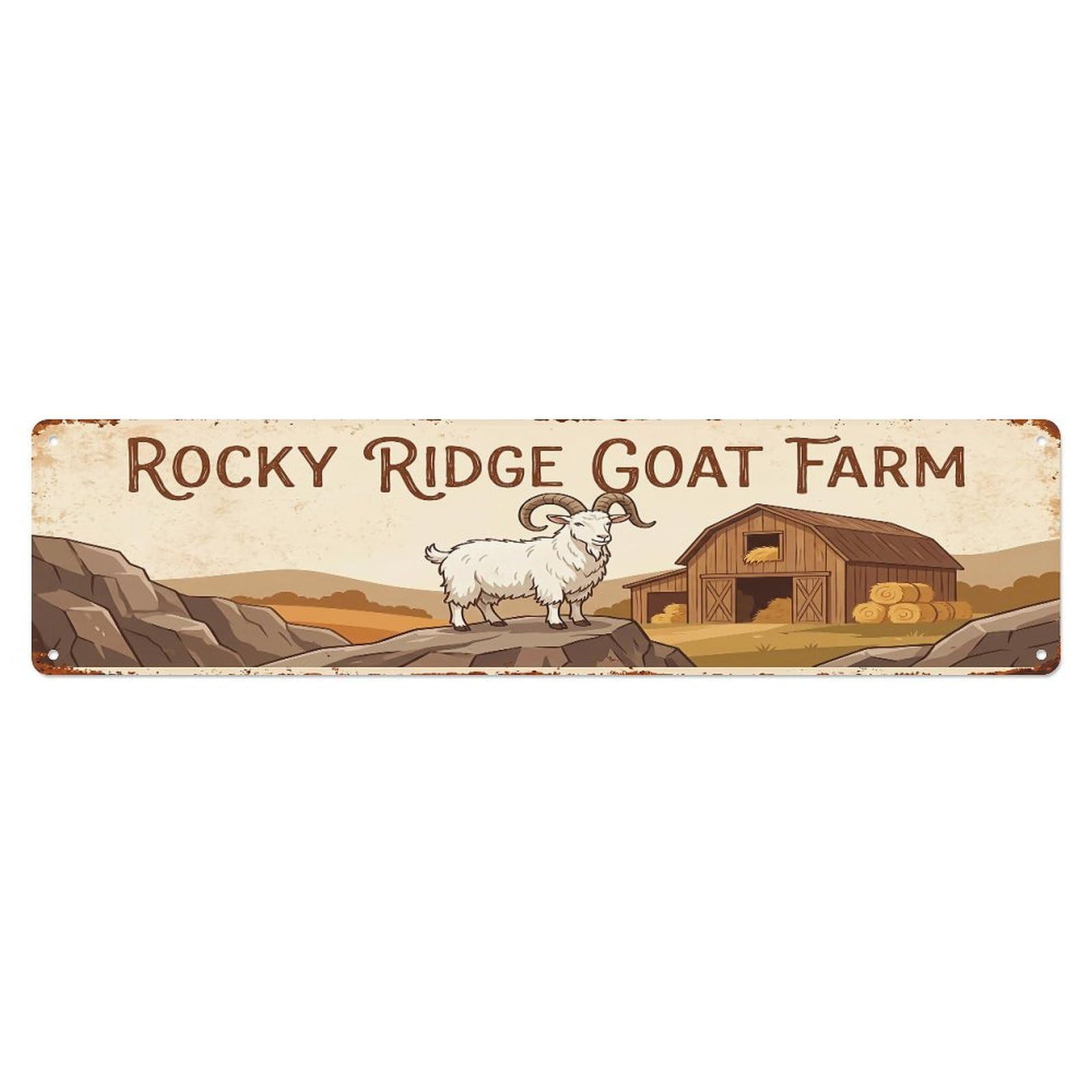 Vintage Goat Farm Scene Rocky Ridge Goat Farm Metal Tin Sign