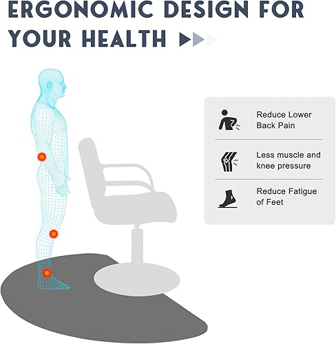 Miniatura 2 de OmySalon Alfombrilla antifatiga de 12 pulgada de grosor para peluquería de pie, 3 x 4 pies para suelo de peluquería mate debajo de la silla de