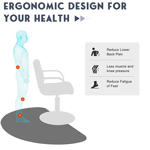 Miniatura 2 de Alfombrilla antifatiga de 12 pulgada de grosor para peluquería de pie, 3 x 5 pies mate con corte redondo para silla de peluquería, equipo de