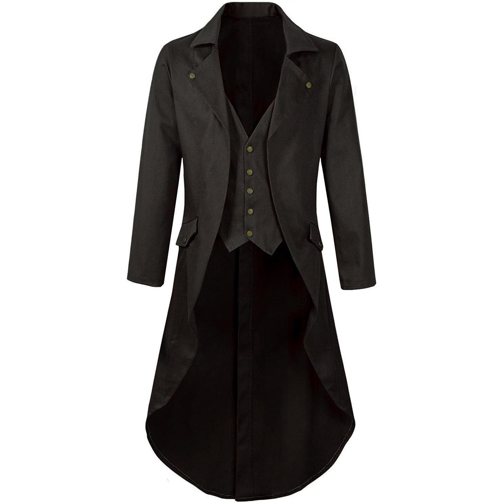 Steampunk Herren Mantel, Halloween Fashing Smoking Kostüm Gothic Jacke Herren, Smoking Herren Vintage Mantel Retro Gehrock Jacke Viktorianischen Karneval Kostüm Cosplay Gothic Mittelalter Uniform