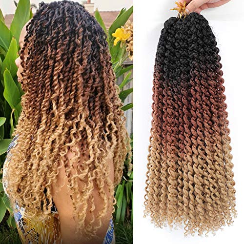 7 Packs Passion Twist Hair 18 Inch Water Wave Synthetic Braids for Passion Twists Crochet Braiding Hair Hot Water Setting (22 Strands/Pack) (18'', Black-Dark Brown-Light Brown)