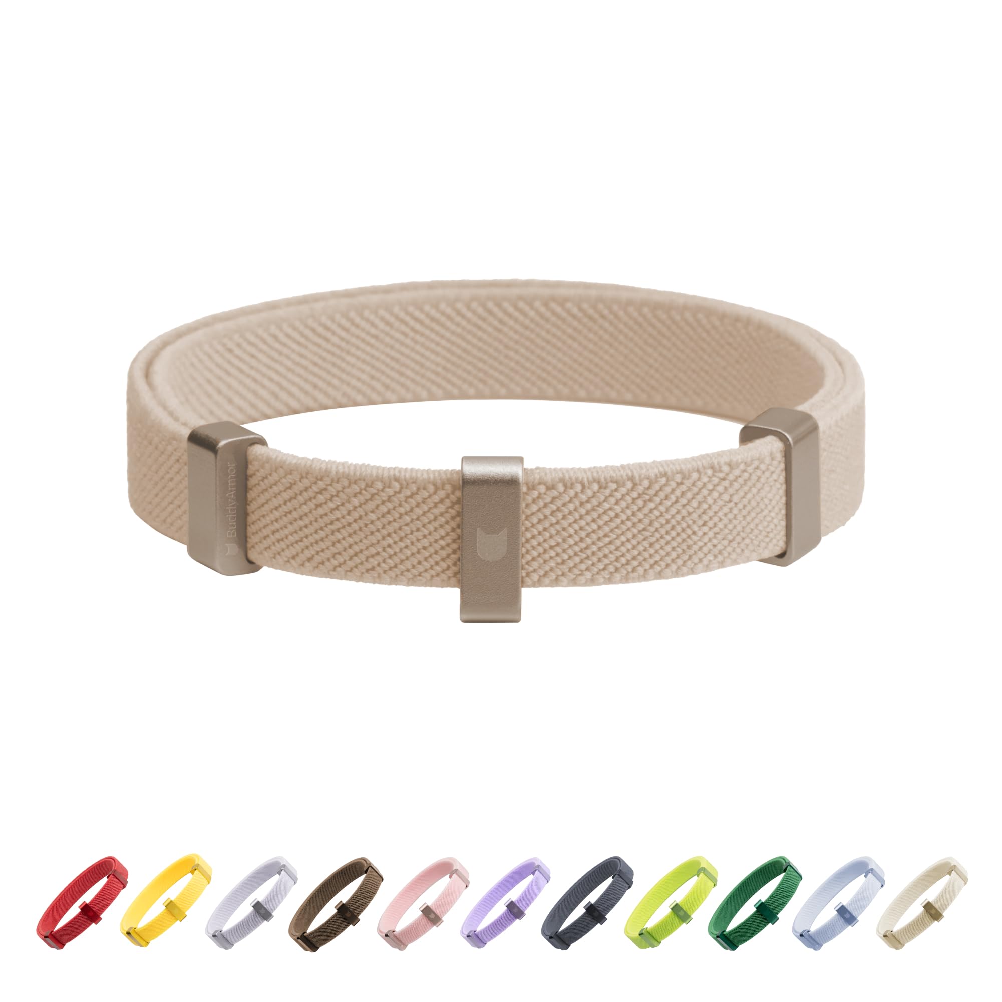 Collar para gato antiasfixia, collar elástico para mascotas, collar delgado y transpirable, longitud 5.9-11.8 pulgadas, 10 colores (champán)