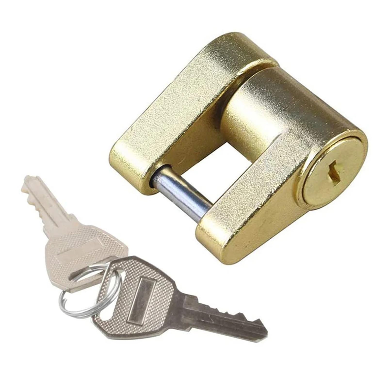 Blokada zaczepu przyczepy antykradzieżowa, kłódka do zaczepu przyczepy, łącznik haka, blokada języka, zabezpieczenie zaczepu, stop cynkowy 1/4 cala(Gold)