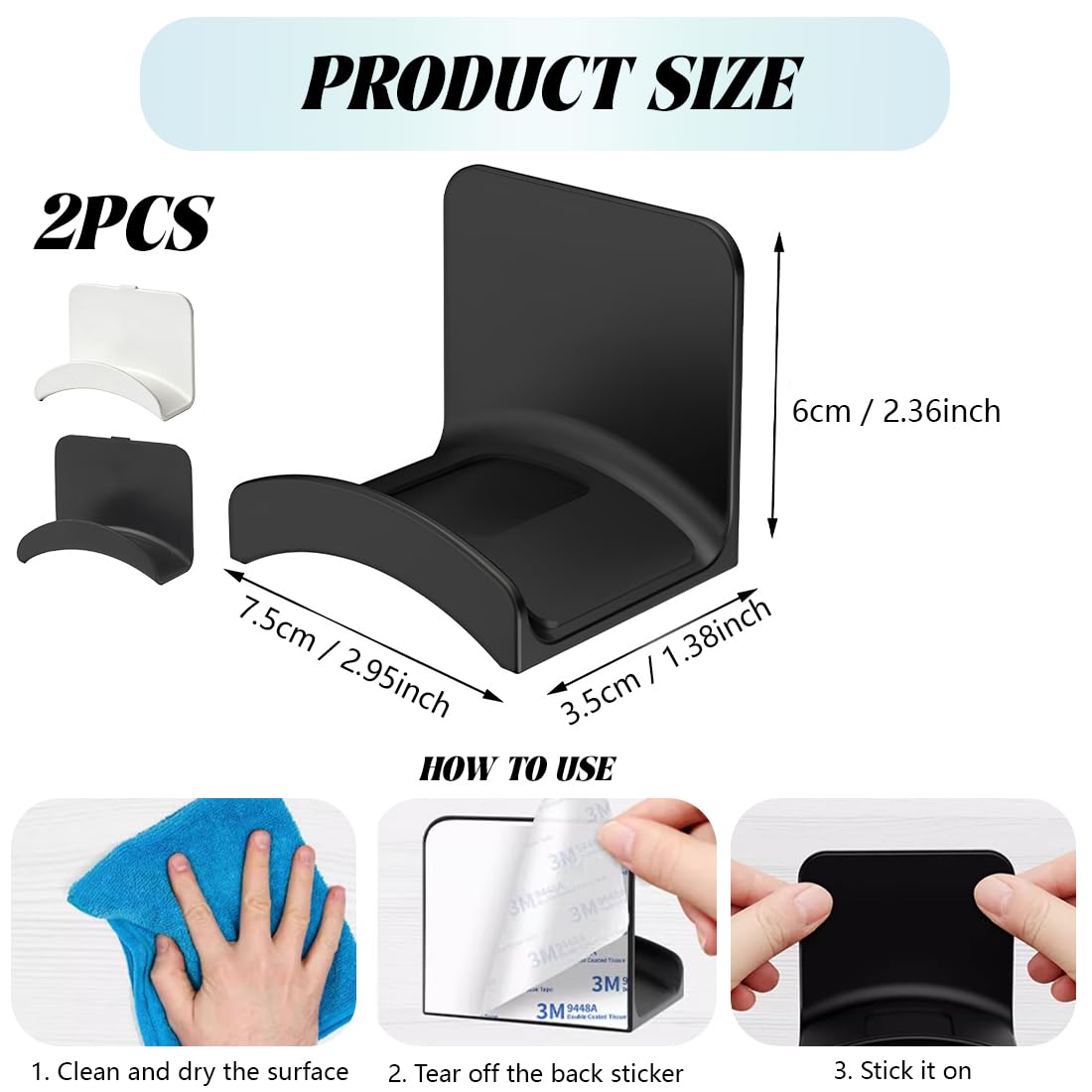 2 Pezzi Supporto Cuffie, Porta Cuffie da Scrivania, Supporto Cuffie Gaming, Universale Gancio Appendi Cuffie Staffa, Supporto da Parete per Cuffie, per Tavolo, Parete, Vetro, Metallo