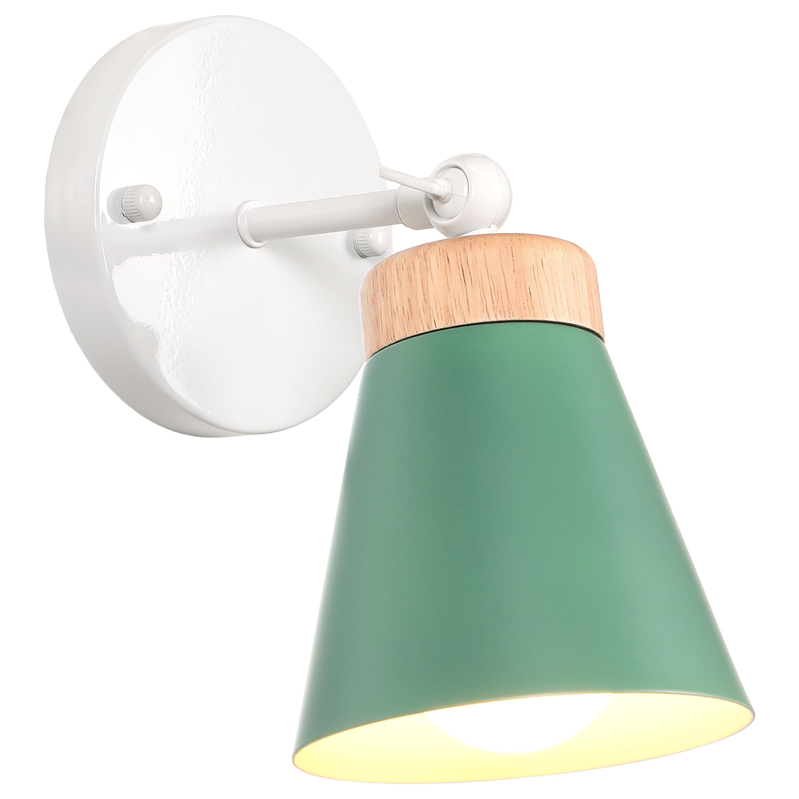 iDEGU Aplique Pared Interior LED Lámparas de Pared para Dormitorio E27 Iluminación de Madera con Rotación de 180° Mordern Lámpara de Techo Luz de Pared para Pasillo, Salon, Sala de Estar (Verde)