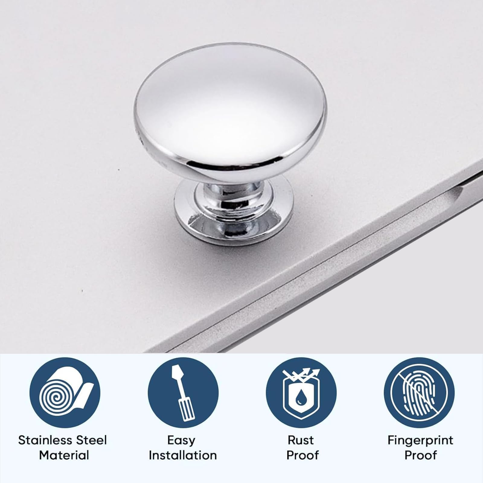 WNXBFO 8 Pcs Silver Round Cabinet Door Knobs, 30mm Cupboard Drawer Handles with Screws, Ideal for Cabinets Wardrobes, Drawers - Image 3