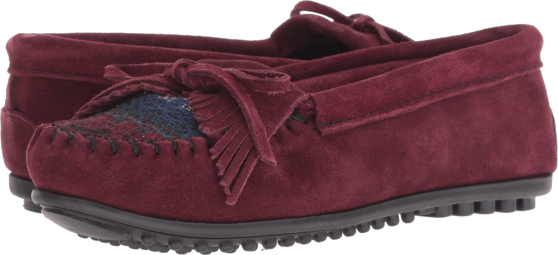 Minnetonka Women's Cordova Kilty Suede Moccasins Moc Toe Burgundy 11 M