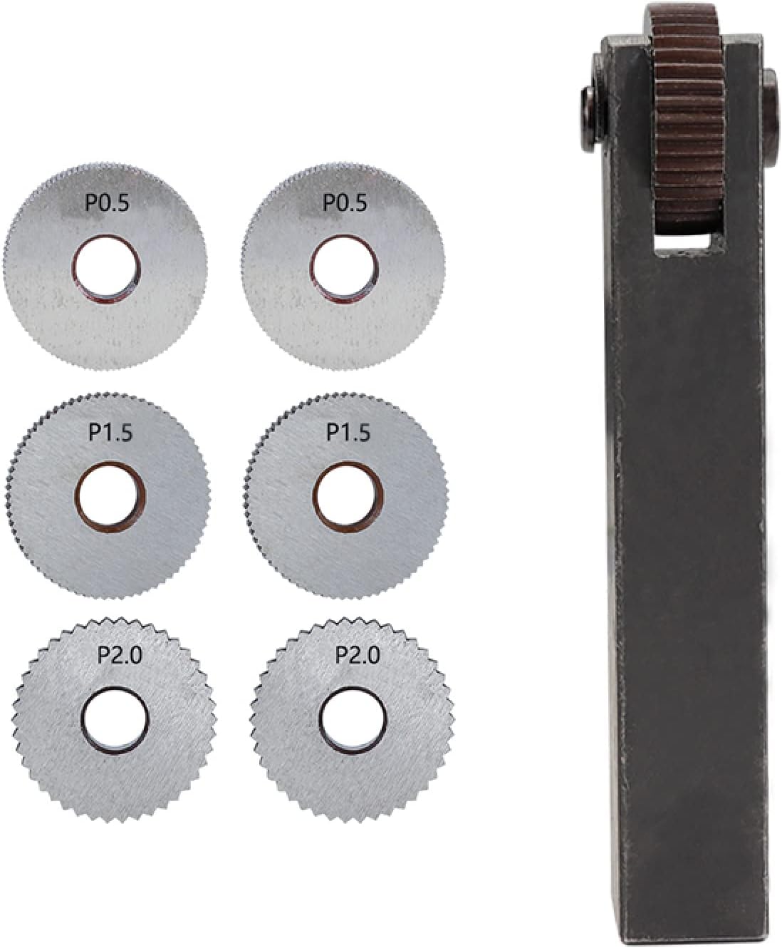 Single Wheel Straight Linear Knurling Tool Set 7pcs Pitch 0.5 1.5 2mm Lathe Knurling Tools
