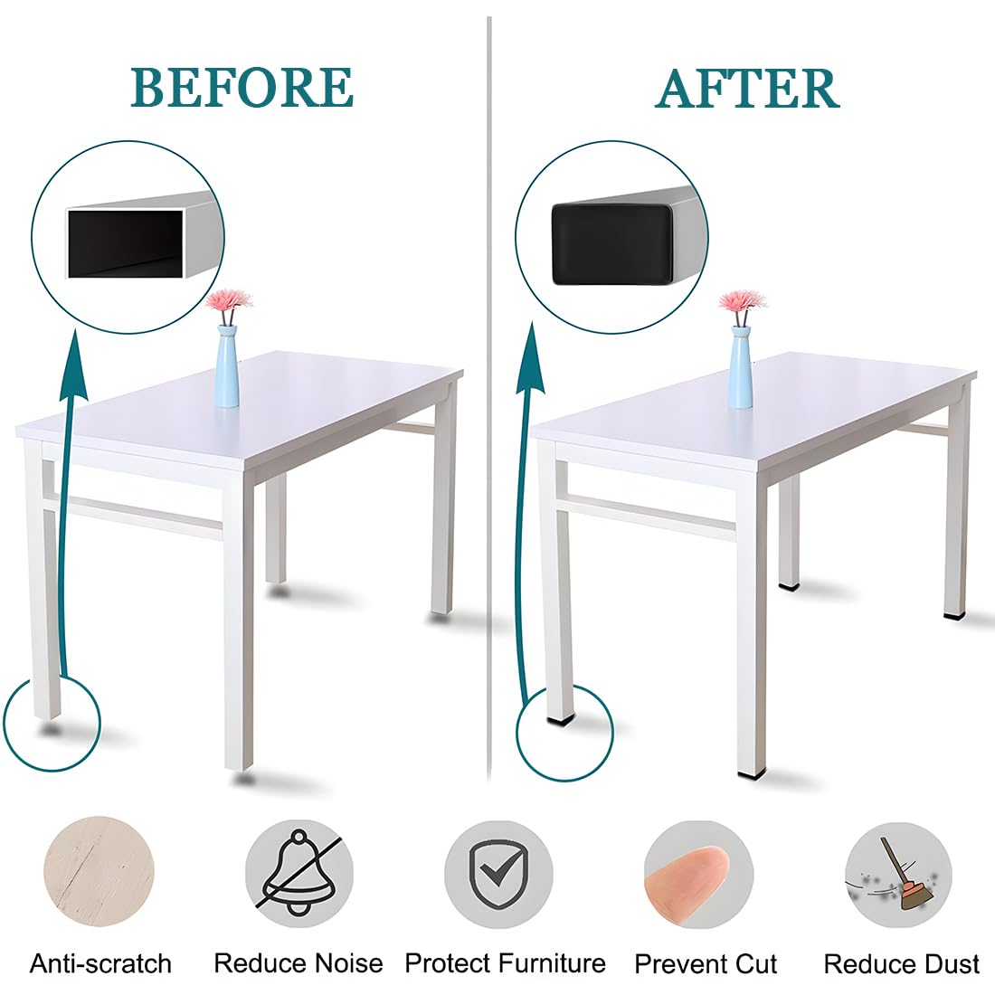10 Pcs Bouchons à Lamelles 40x20 Mm Pour Tube Carré | Cache Tube