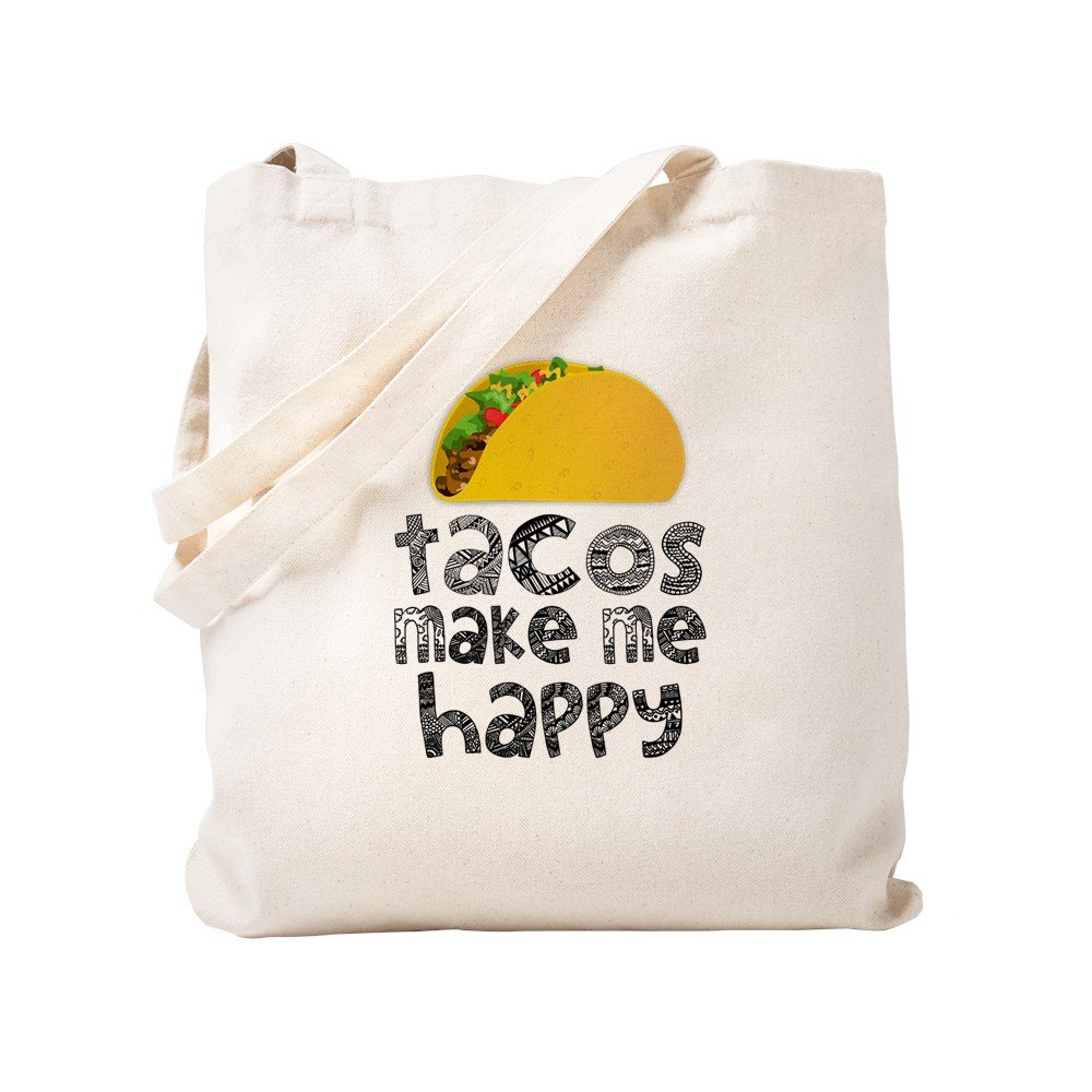 CafePressTacos Make Me Happy Tote Bag Natural Canvas Tote Bag, Reusable Shopping Bag