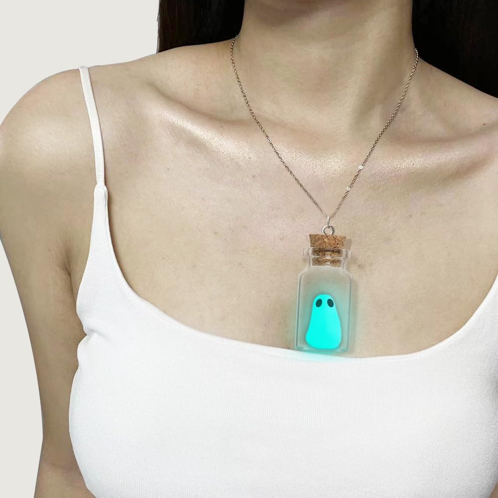 Ghost Necklace, (Blue) The Adopt A Ghost in A Bottle Pendant Necklace Halloween Jewelry for Women and Men - Image 6