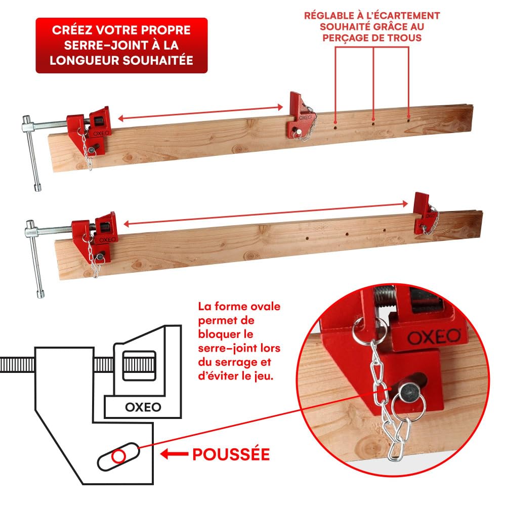 Têtes de serre joint dormant X2 - En fonte - pour bois 27mm - Système auto serrant - Adaptable à la longueur souhaitée