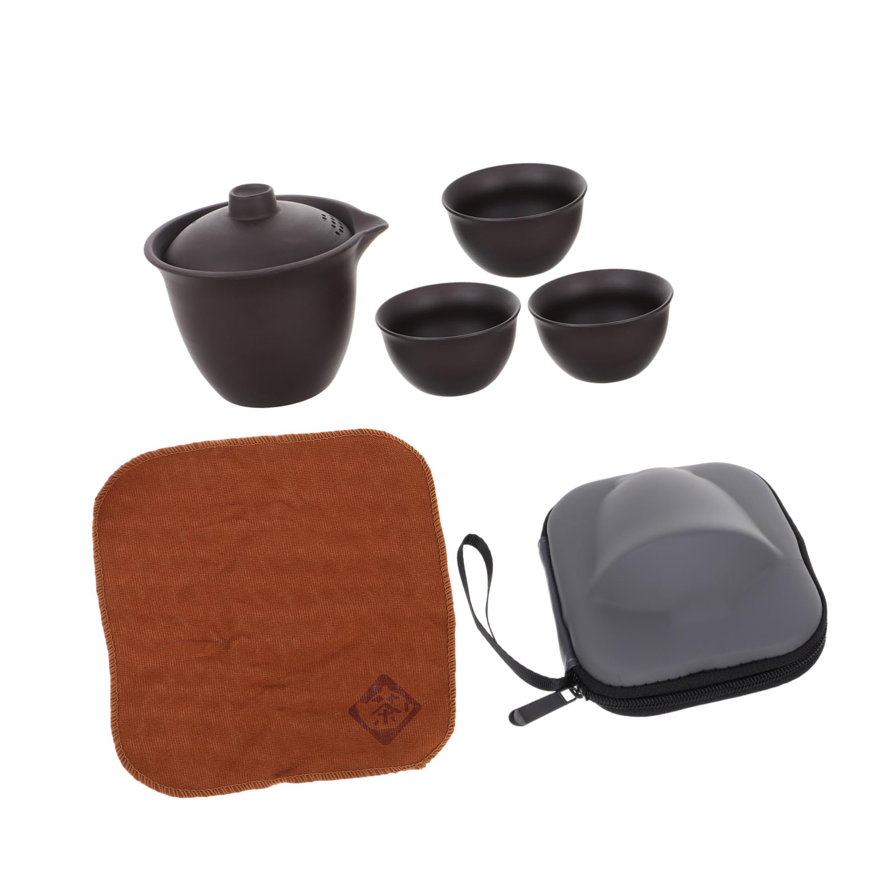 Service à thé en argile violette traditionnelle avec théière et tasses compactes