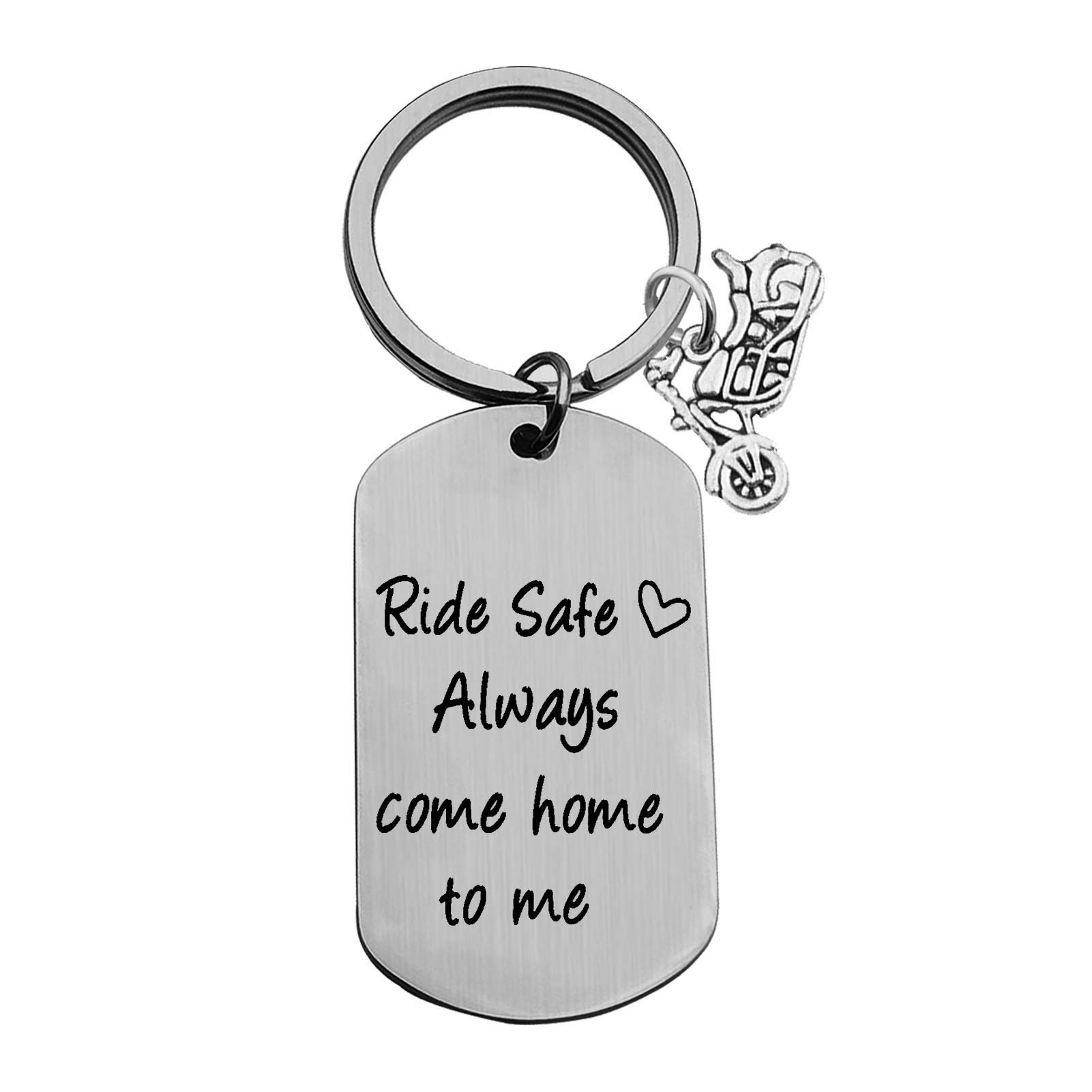 Boyfriend Biker Gift Ride Safe Keychain Valentine's Day Jewelry Motorcycle Keychain New Driver Gift Jewelry for Husband Son Family Friend Christmas Birthday Gift for Boyfriend Father's Day Gift