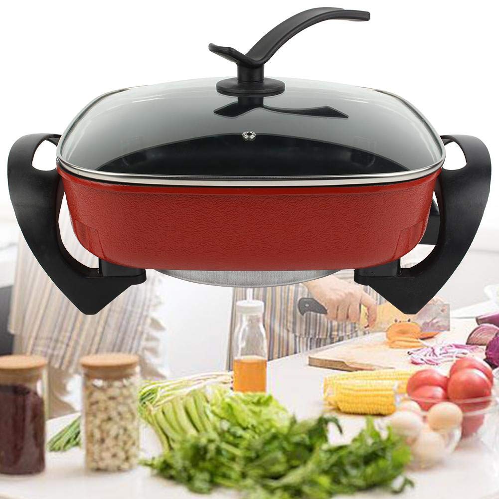 Cocoarm Pot cuisinière électrique multifonctionnelle antiadhésive Pot carrée mijoteuse mijoteuse (Prise européenne 220 V)