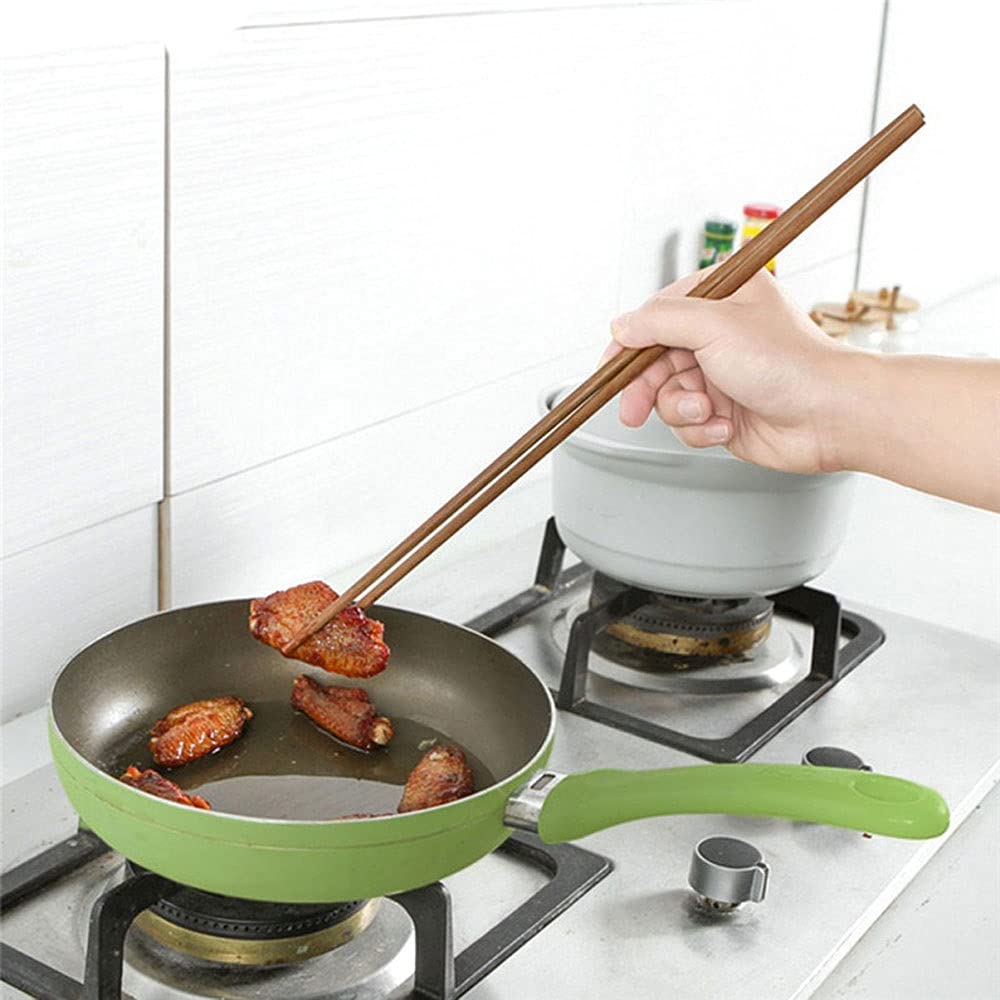 Palillos Reutilizables de 42 cm, Palillos previsores for cocinar Fideos, Olla Caliente frita Gruesa, palitos de Comida de Estilo Chino, Palillos de Madera, Herramienta de Cocina