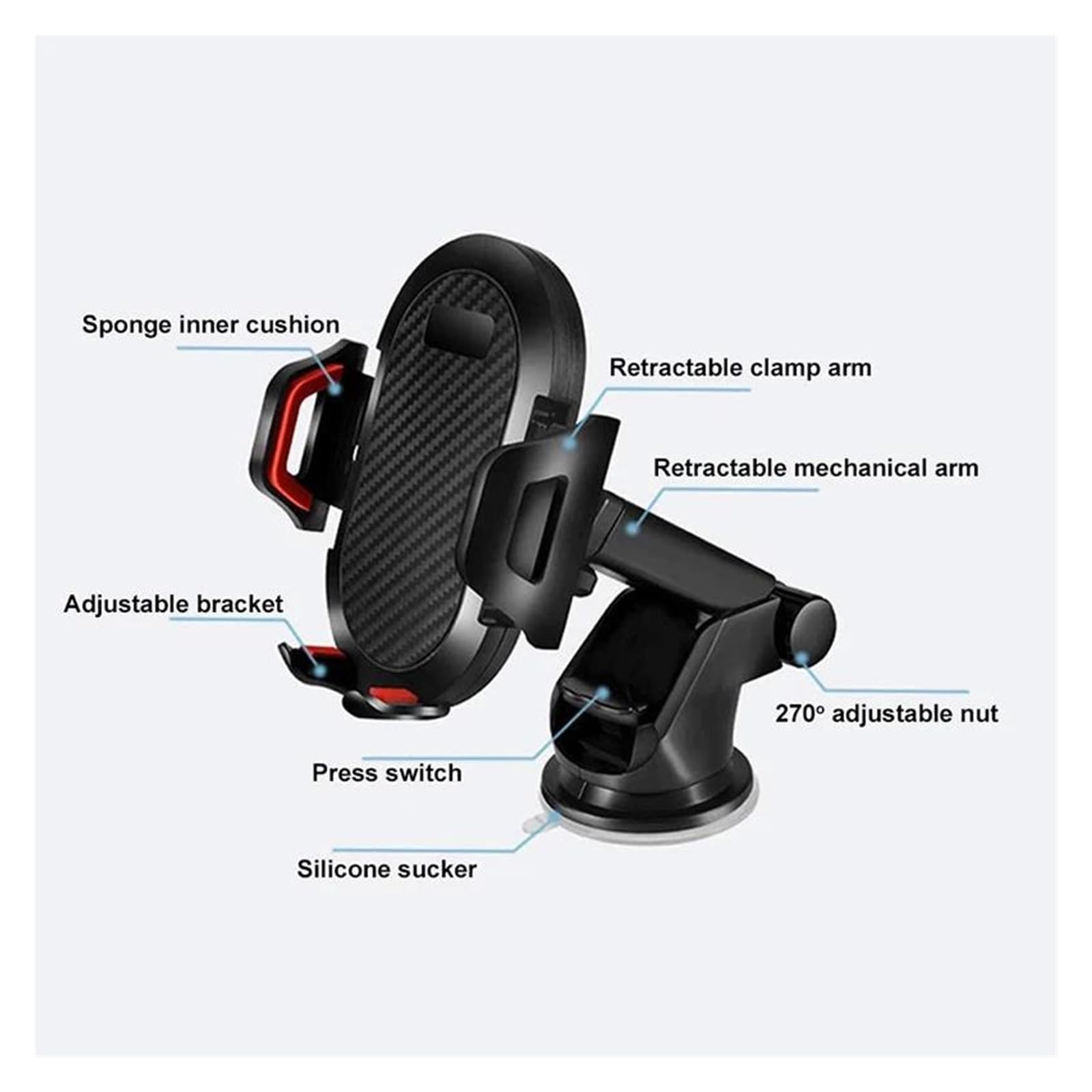 Soporte para teléfono con Ventosa para Coche, sin Soporte magnético para GPS, Compatible con para XI&ao7mi(Red)