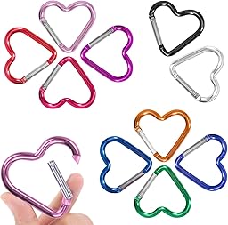 10 Pezzi Moschettoni a Forma di Cuore in Alluminio Leggero e Robusto per Campeggio Pesca Escursionismo Viaggi Portachiavi Accessori Estivi Sicuro