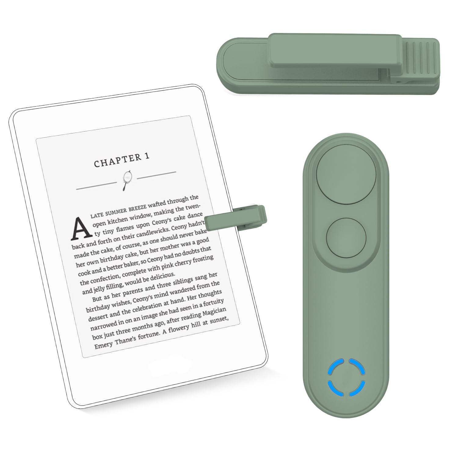 RF Remote Control Page Turner for Kindle Paperwhite Scribe Accessories, Page Turner Clicker for iPad Tablets Reading Novels Taking, Phone Camera Video Record Triggers Remote, Black — view 9