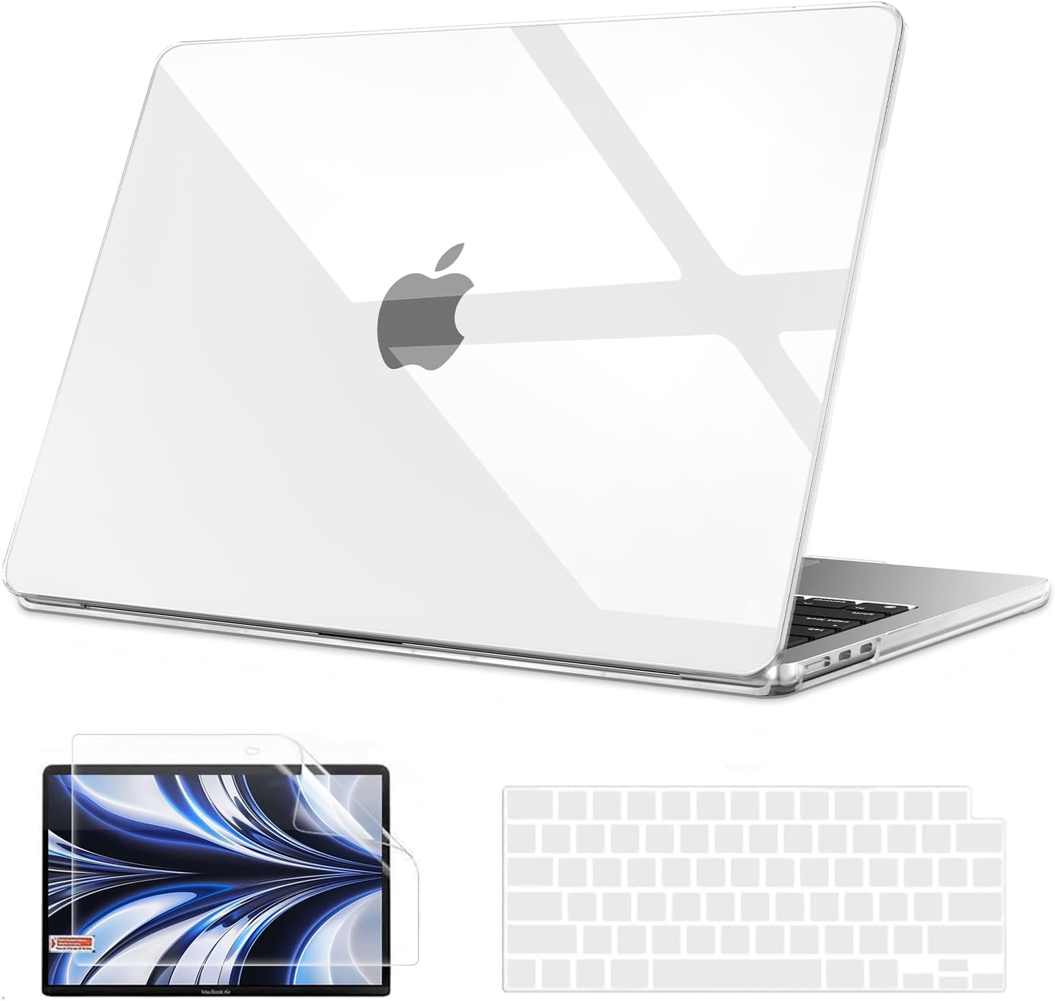 Compatible with MacBook Air 13 inch Case M5 2026 2025-2022 M4 M3 M2 A3449 A3240 A3113 A2681, Plastic Hard Shell+Keyboard Cover+Screen Protector for MacBook 13.6 inch Case, Clear