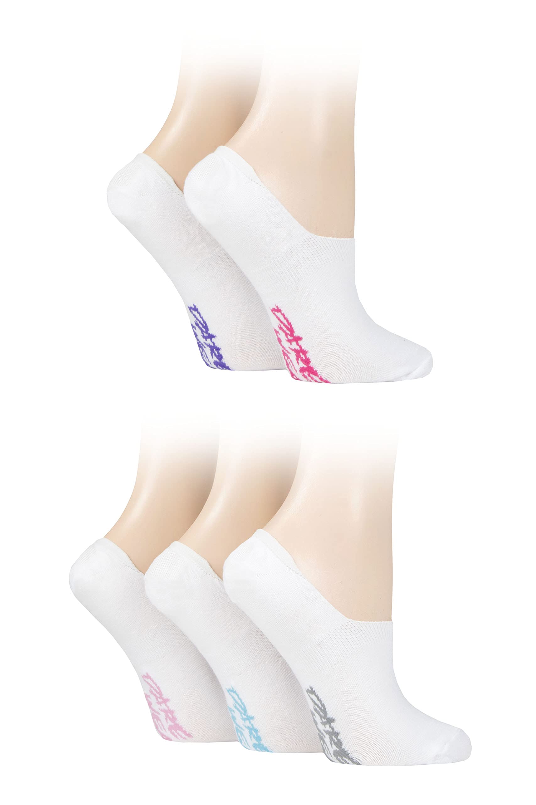 SockShop Dare to Wear Ladies No Show Socks Pack of 5 White 4-8