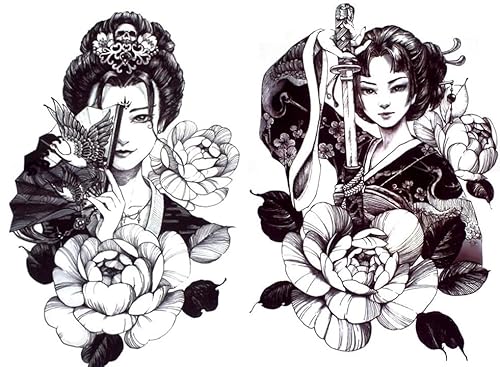 2 x Geisha Tattoo Donna Giapponese Tattoo Giappone Tattoo Fake Tattoo TH700 698
