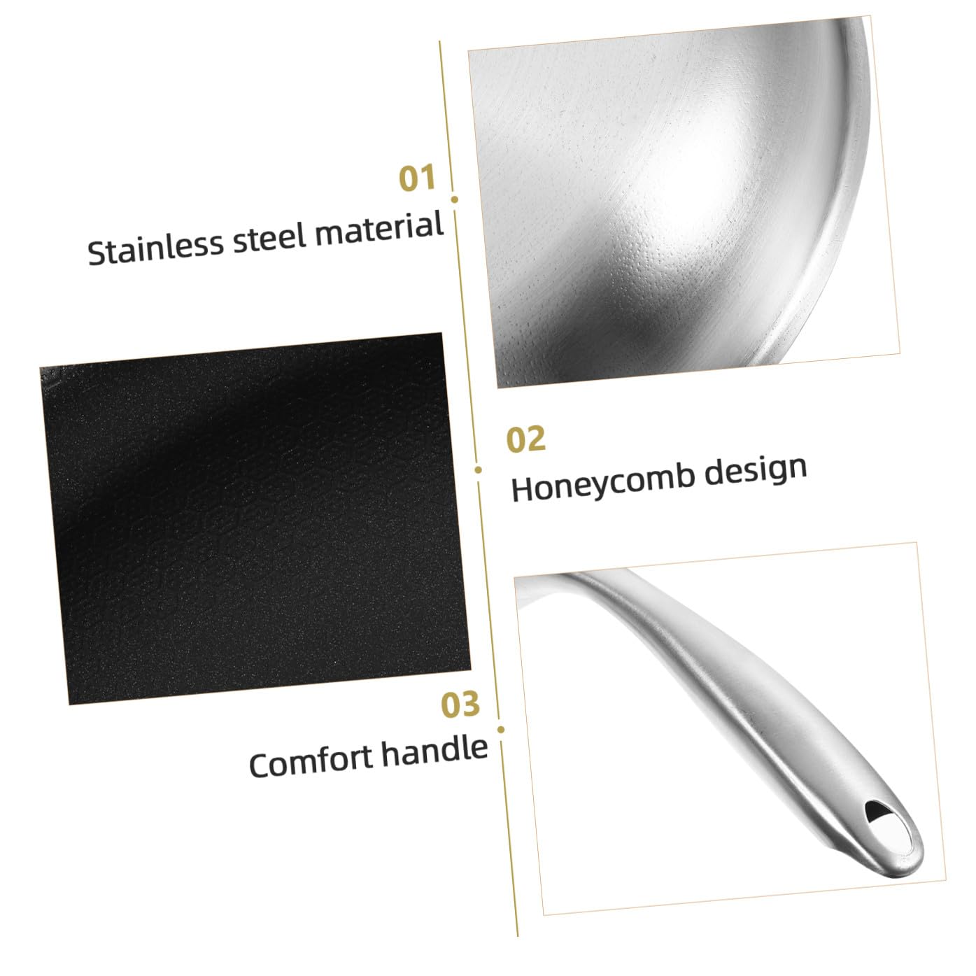 CANIGHT Padella in Acciaio Inossidabile Antiaderente Manico Ergonomico, Adatta per Cucine a Gas, Elettriche a Induzione, per Friggere Uova e Bistecche