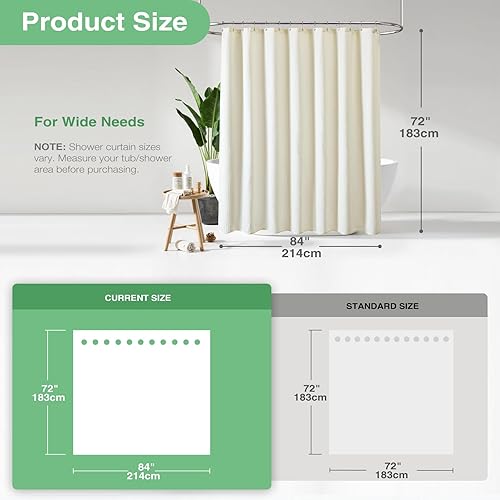 Vista 525 de Dynamene Cortina de ducha larga de tela negra – Cortinas de ducha de tela alta y resistente con textura de gofre, juego de cortina de baño de lujo