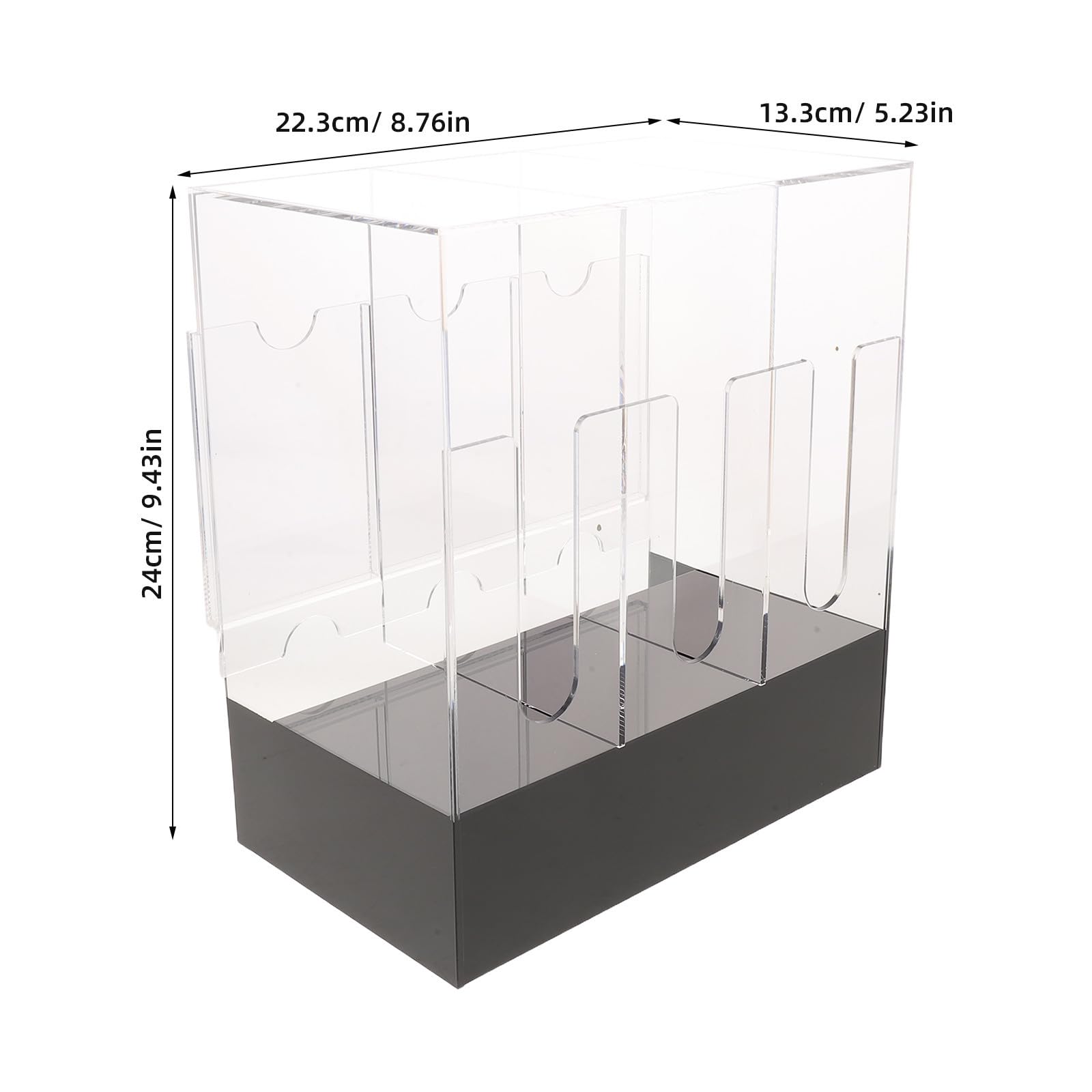 Caja de Exhibición para Paquetes con 3 Compartimentos, Acrílico Transparente Mate de 24x22x13cm, Mejora Reconocimiento y Reduce Reflejos para Tiendas y Mostradores